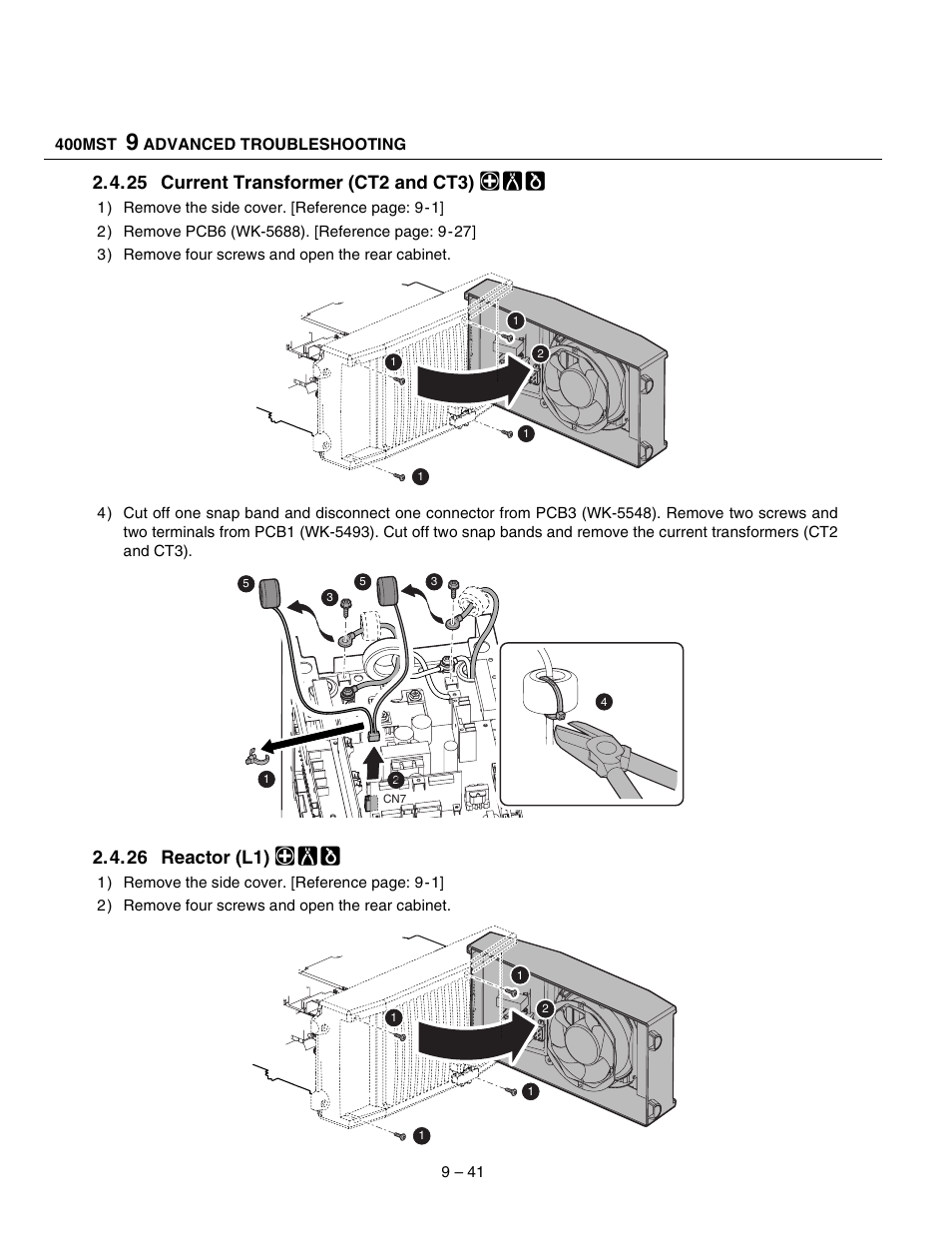 25 current transformer (ct2 and ct3), 26 reactor (l1) | Tweco 400 MST Arc Master User Manual | Page 78 / 102