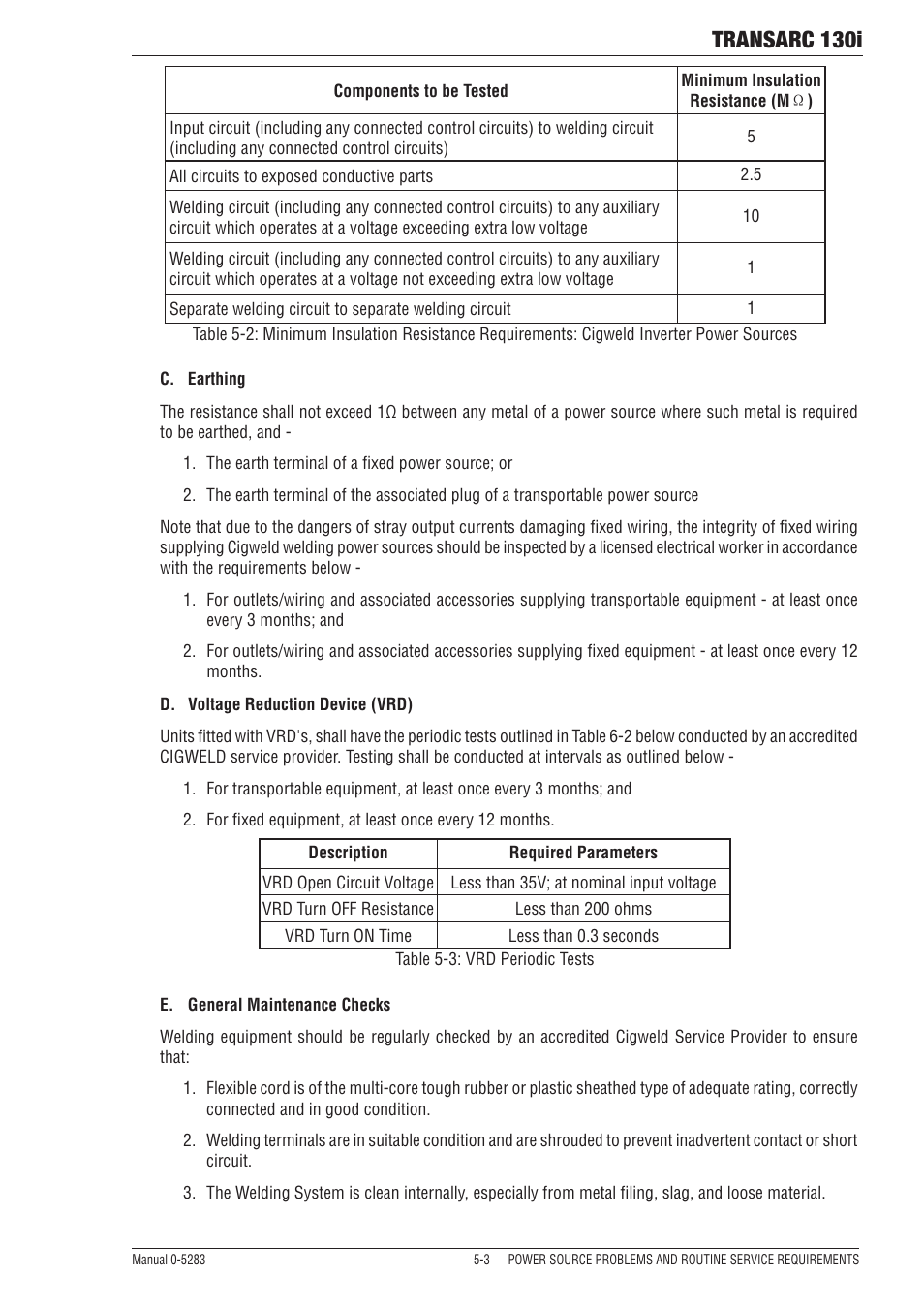 Transarc 130i | Tweco 130i Transarc Operating Manual User Manual | Page 57 / 72