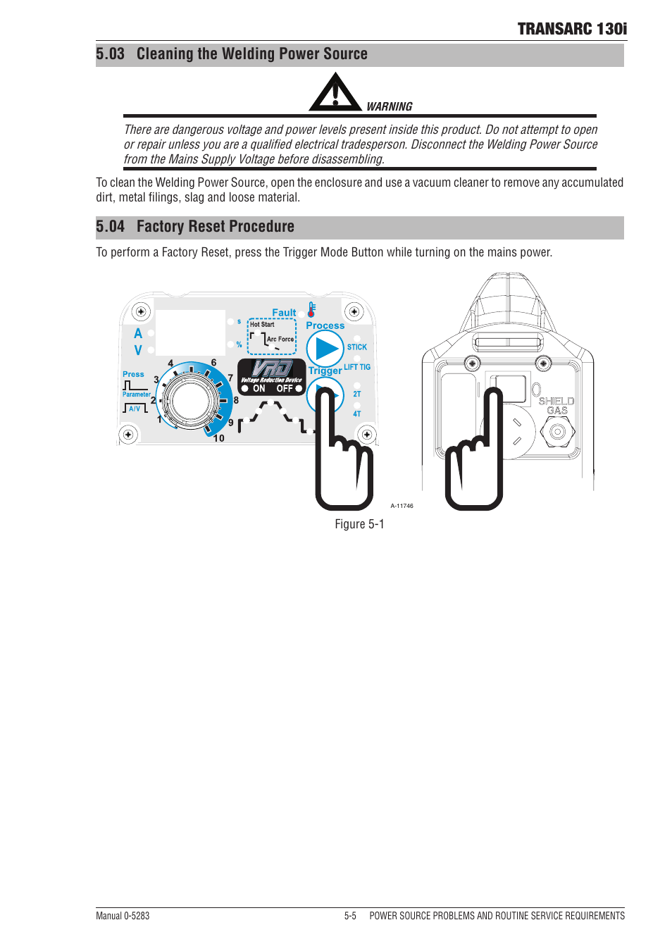 03 cleaning the welding power source, Transarc 130i | Tweco 130i Transarc Operating Manual User Manual | Page 59 / 72