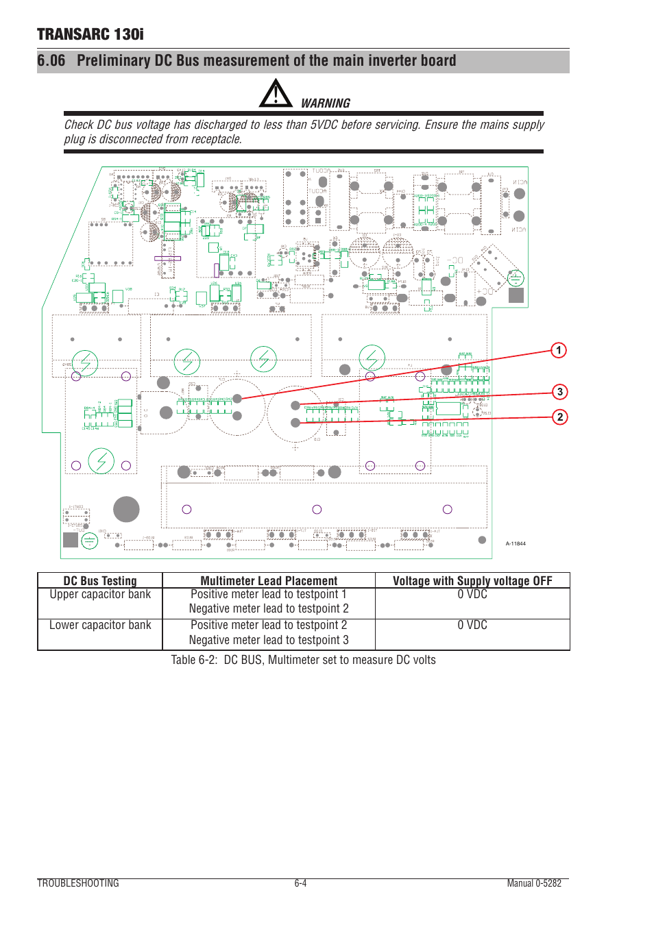 06 preliminary check of the main inverter board, Preliminary check of the main inverter board -5, Transarc 130i | Tweco 130i Transarc Service Manual User Manual | Page 46 / 86
