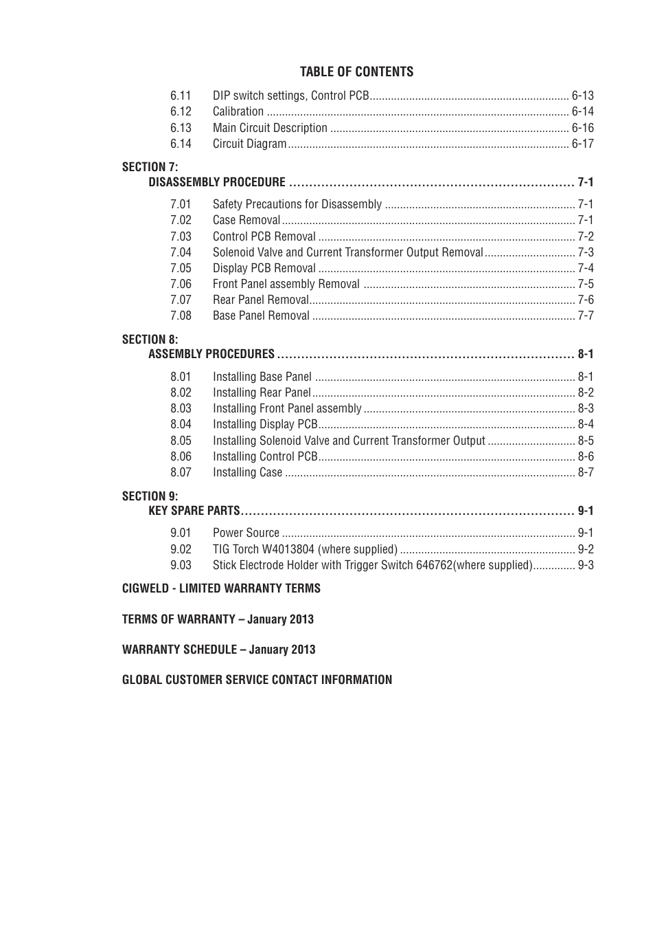 Tweco 130i Transarc Service Manual User Manual | Page 5 / 86