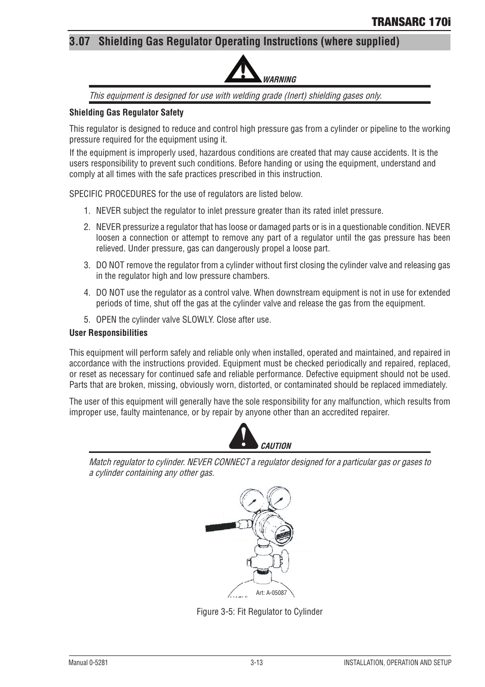 14 shielding gas regulator operating instructions, Transarc 170i | Tweco 170i Transarc User Manual | Page 31 / 72