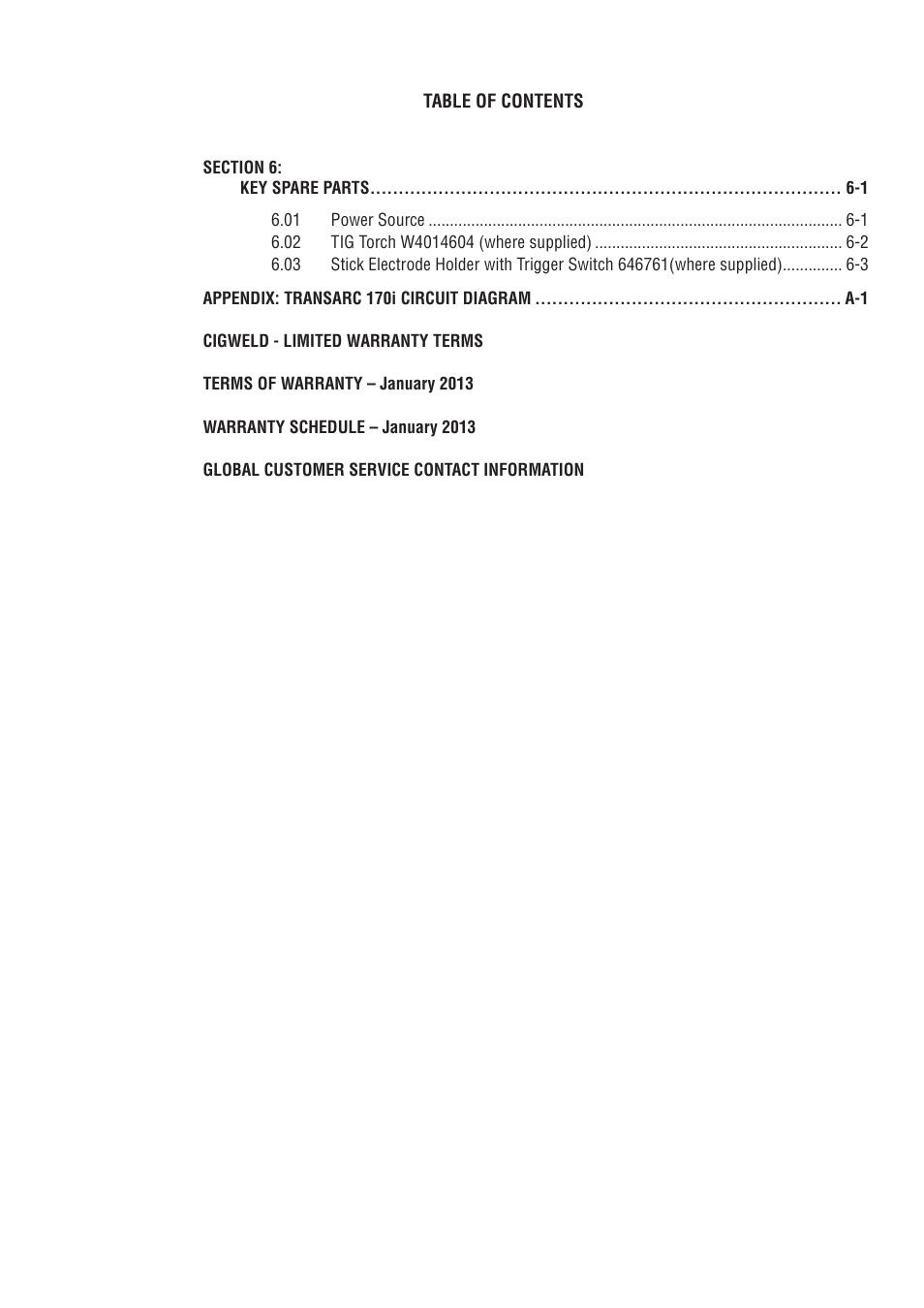 Tweco 170i Transarc User Manual | Page 5 / 72