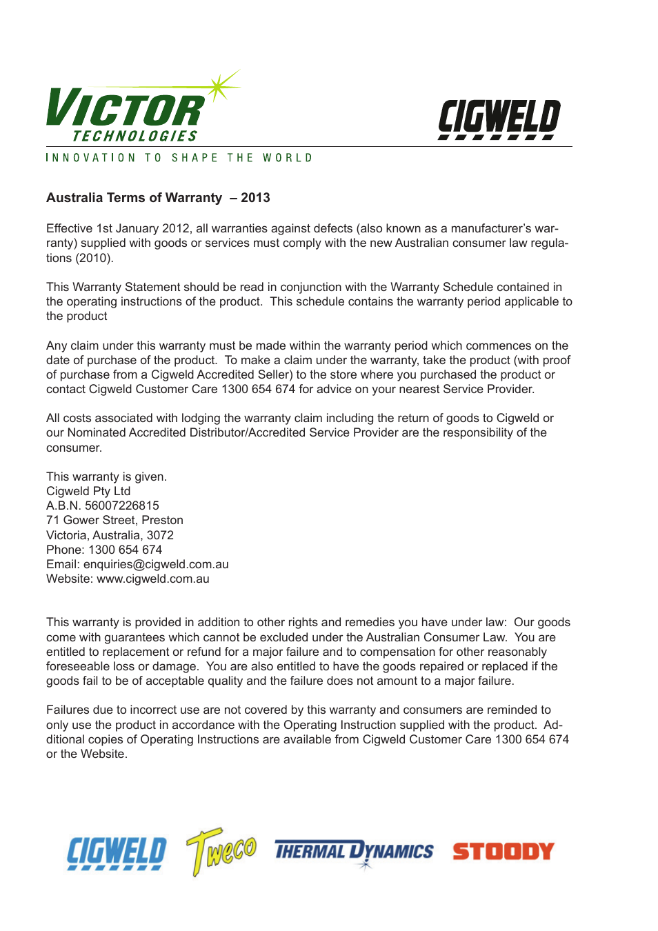 Tweco 170i Transarc User Manual | Page 70 / 72