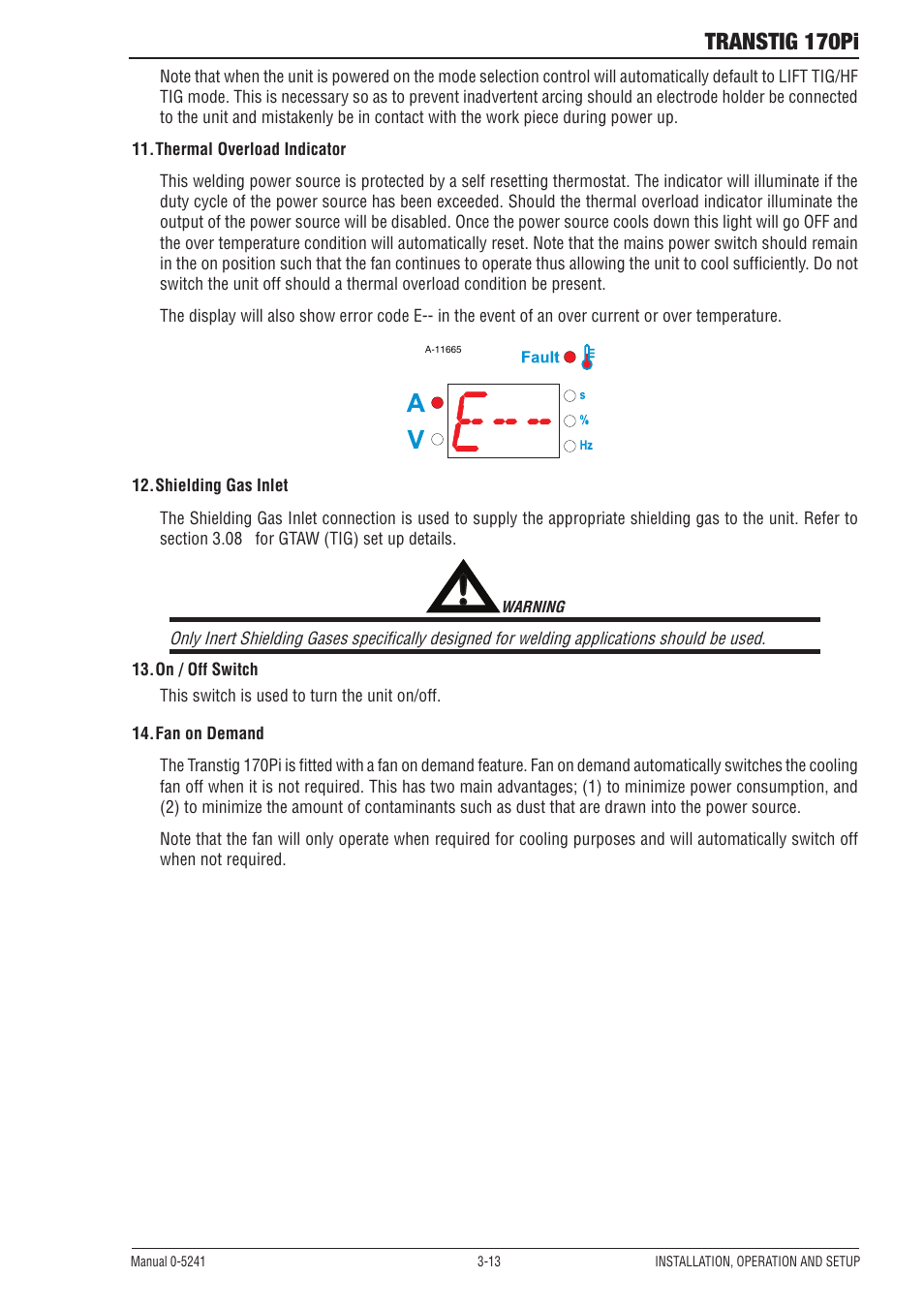 07 shielding gas regulator operating instructions, Shielding gas regulator operating instructions -14, Transtig 170pi | Tweco 170Pi Transtig User Manual | Page 31 / 72