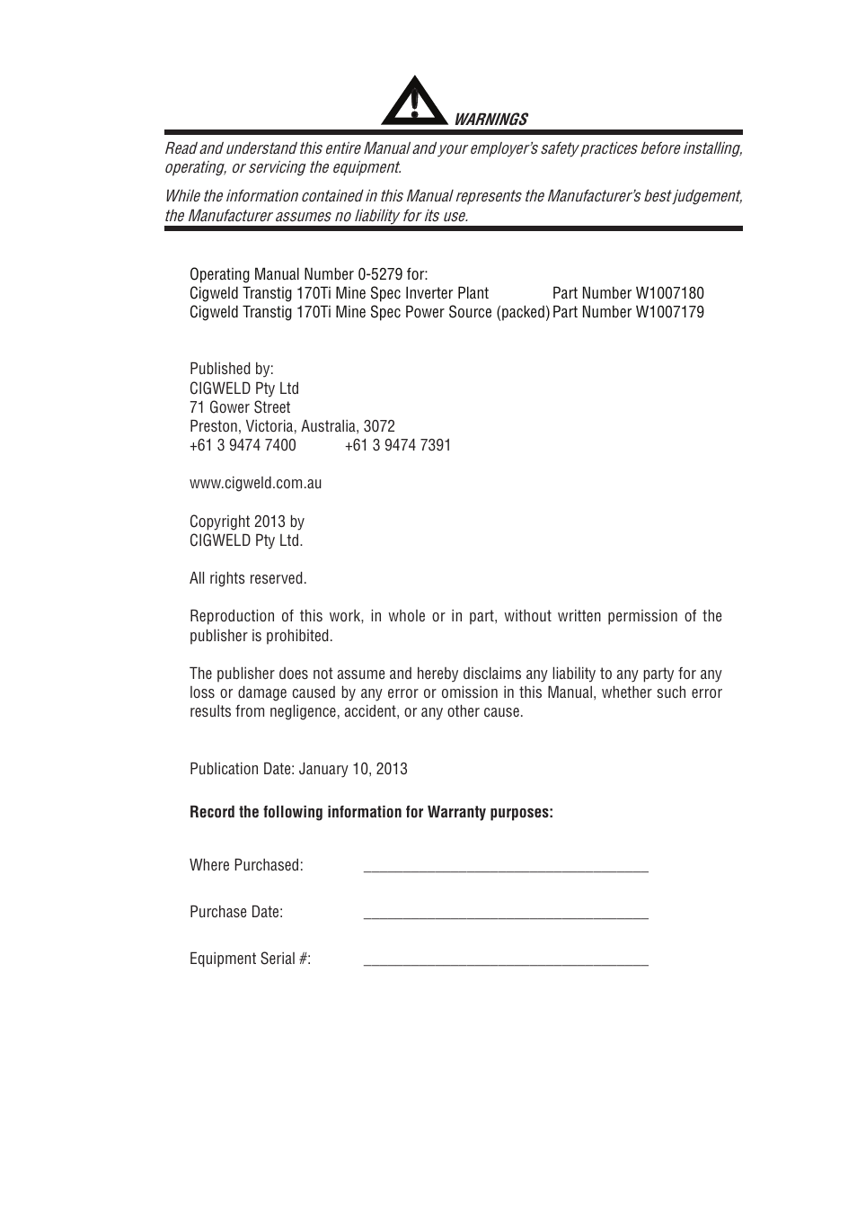 Tweco 170Ti Transtig User Manual | Page 3 / 72