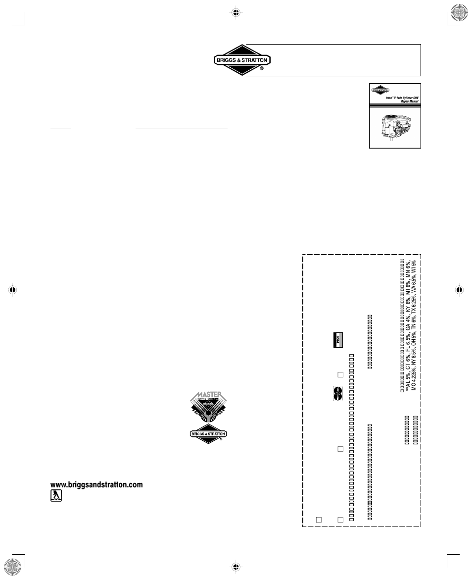 Service & storage, Partial list of genuine briggs & stratton parts | Briggs & Stratton 406700 User Manual | Page 15 / 20