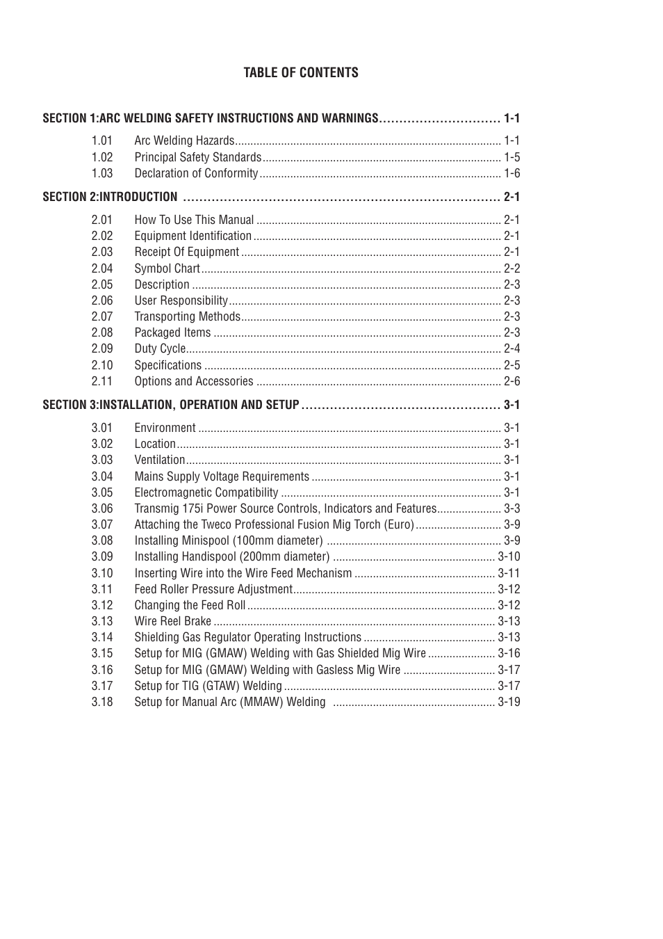 Tweco 175i Transtig User Manual | Page 4 / 80