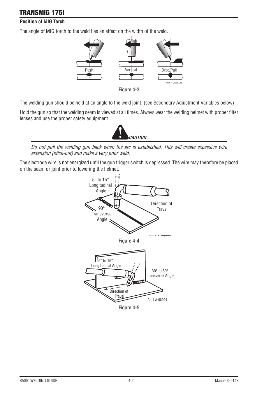 Transmig 175i, Butt & horizontal welds, Horizontal fillet weld | Tweco 175i Transtig User Manual | Page 40 / 80