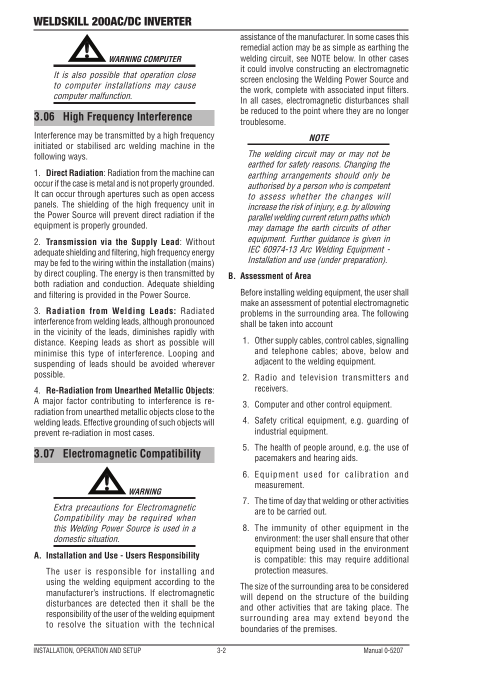 06 high frequency interference, 07 electromagnetic compatibility, High frequency interference -2 | Electromagnetic compatibility -2, Weldskill 200ac/dc inverter | Tweco 200DC Inverter Arc Welding Machine User Manual | Page 20 / 68