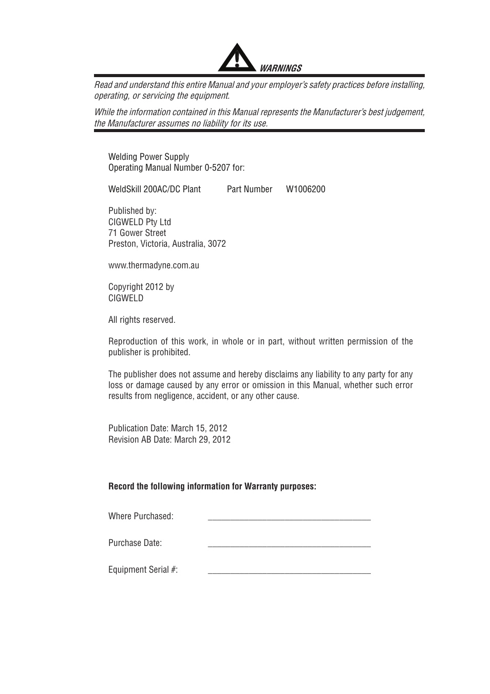 Tweco 200DC Inverter Arc Welding Machine User Manual | Page 3 / 68