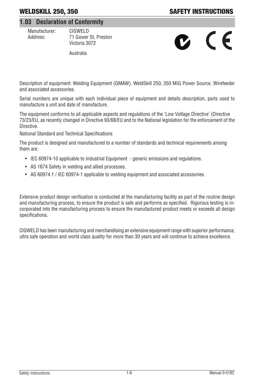 03 declaration of conformity | Tweco 350 4R Wirefeeder User Manual | Page 12 / 66