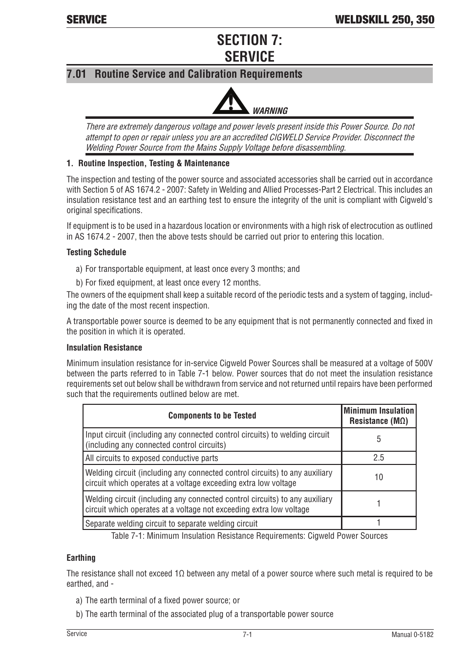 01 routine service and calibration requirements | Tweco 350 4R Wirefeeder User Manual | Page 45 / 66