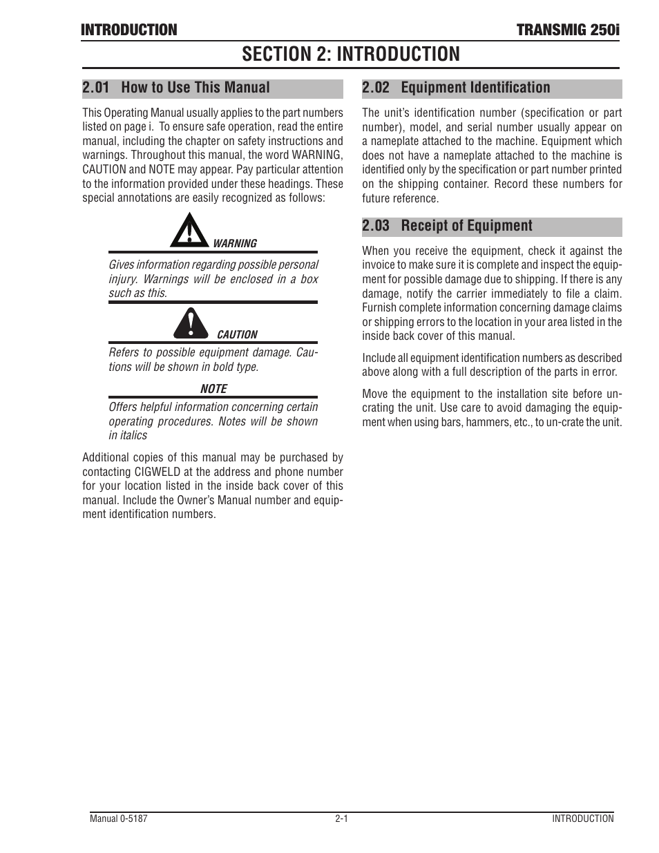 Introduction transmig 250i | Tweco 250i Transmig Inverter User Manual | Page 13 / 100