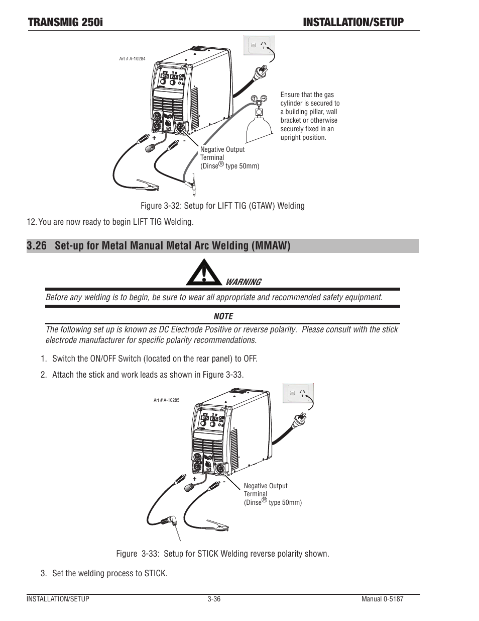 Transmig 250i installation/setup | Tweco 250i Transmig Inverter User Manual | Page 54 / 100