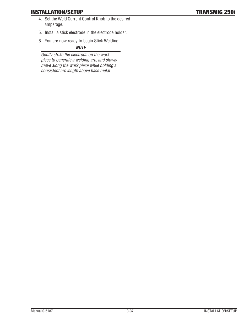 Installation/setup transmig 250i | Tweco 250i Transmig Inverter User Manual | Page 55 / 100