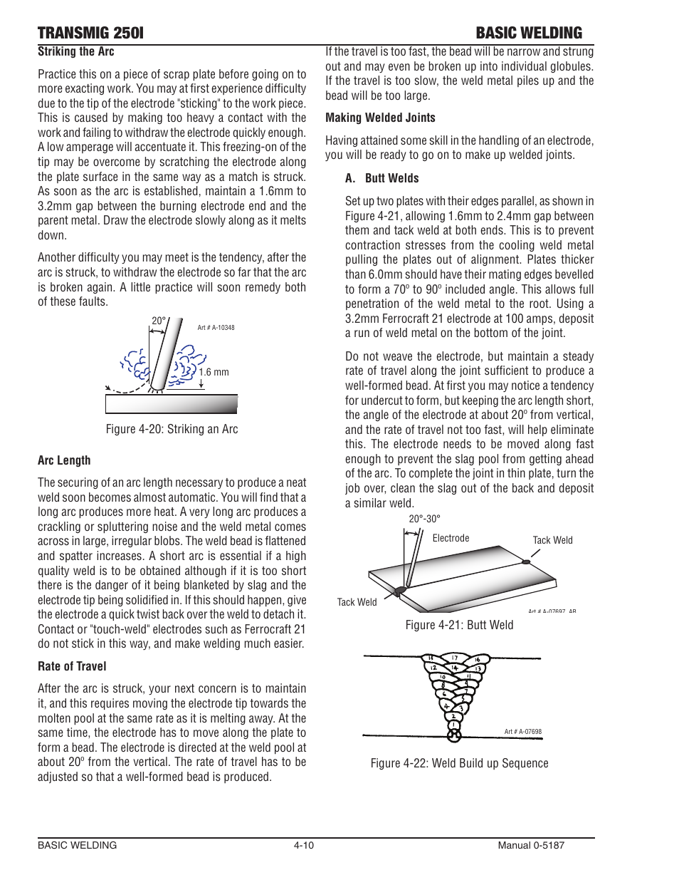 Transmig 250i basic welding | Tweco 250i Transmig Inverter User Manual | Page 66 / 100