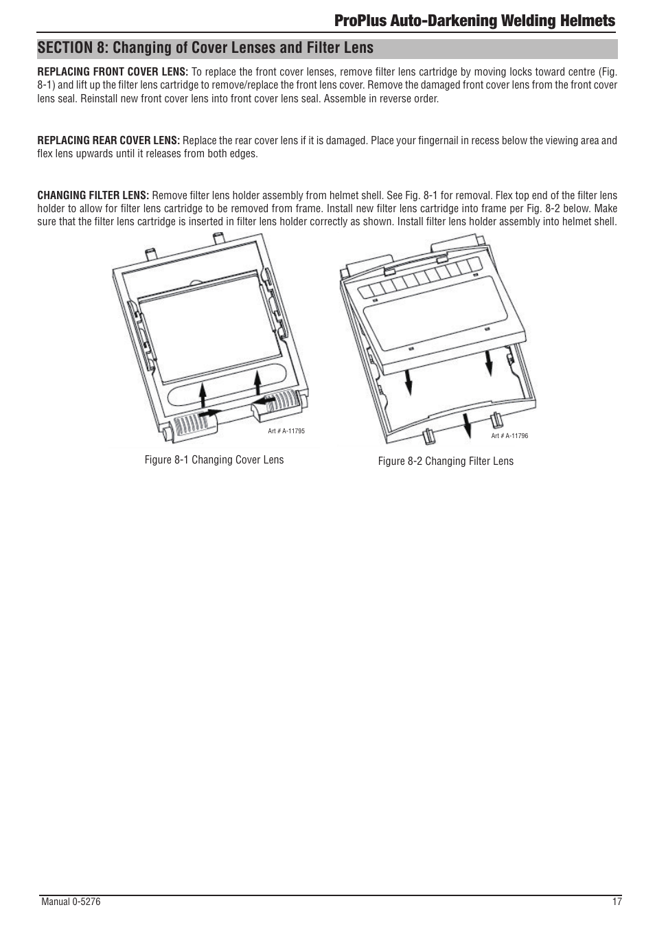 Proplus auto-darkening welding helmets | Tweco ProPlus Digital Auto-Darkening Welding Helmet User Manual | Page 17 / 24