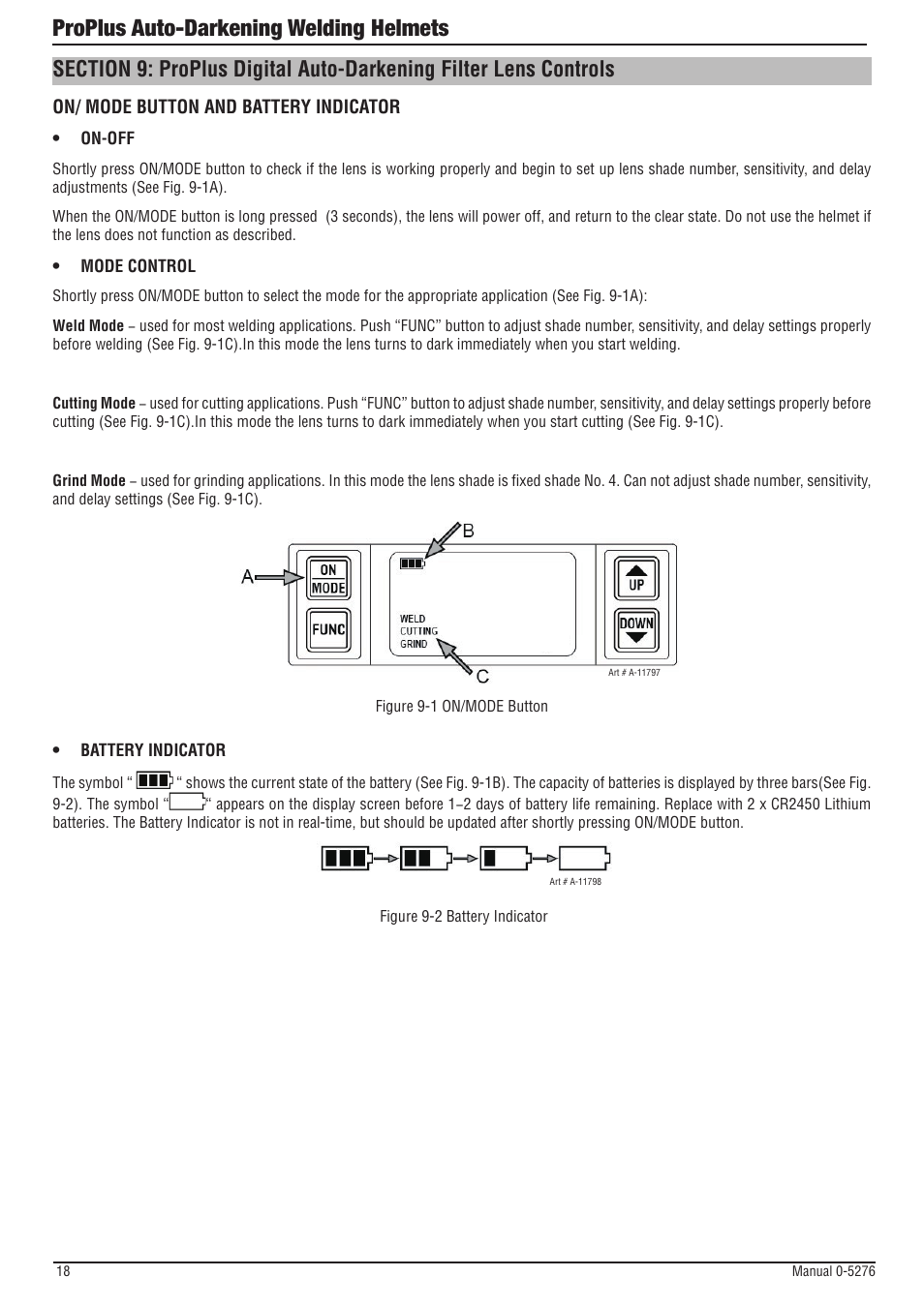 Proplus auto-darkening welding helmets | Tweco ProPlus Digital Auto-Darkening Welding Helmet User Manual | Page 18 / 24