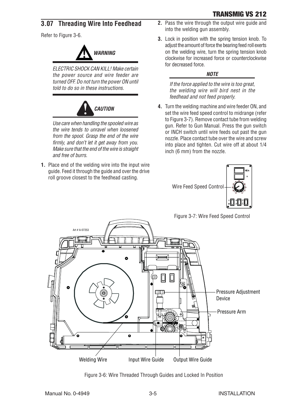 07 threading wire into feedhead, 07 threading wire into feedhead -5, Transmig vs 212 | Tweco VS212 Wire Feeder User Manual | Page 27 / 50