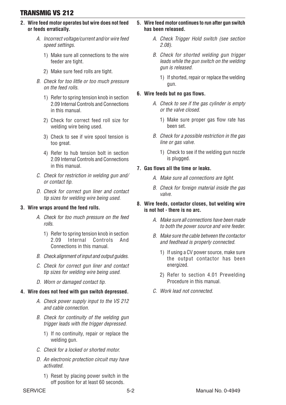 Transmig vs 212 | Tweco VS212 Wire Feeder User Manual | Page 36 / 50