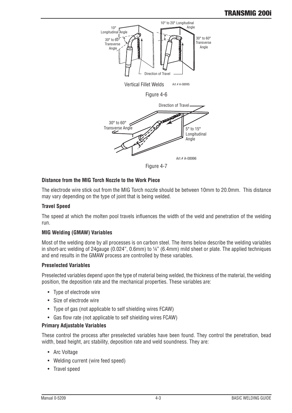 Transmig 200i, Overhead weld | Tweco 200i Multi Process Welding Inverter User Manual | Page 43 / 82