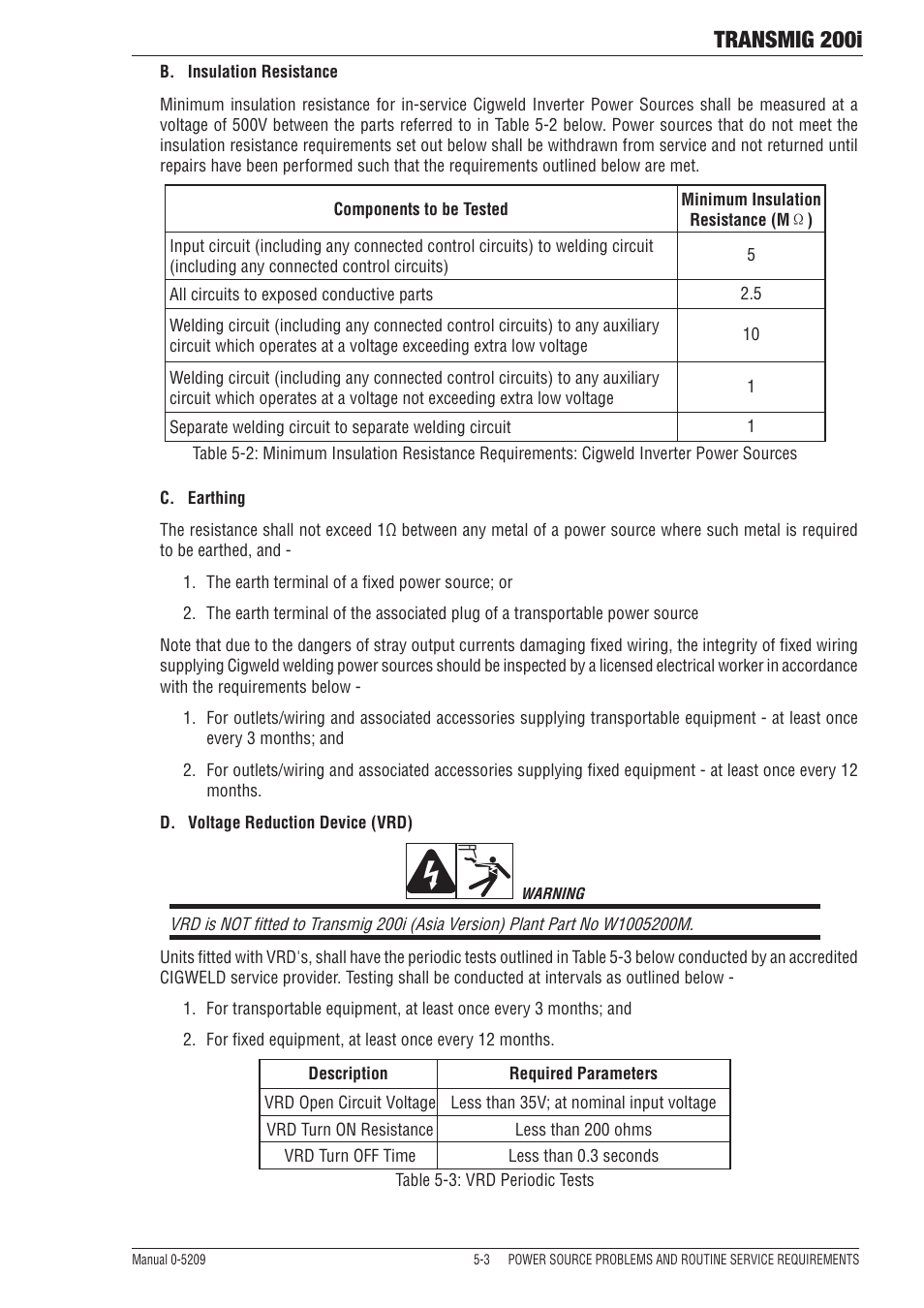 Transmig 200i | Tweco 200i Multi Process Welding Inverter User Manual | Page 71 / 82