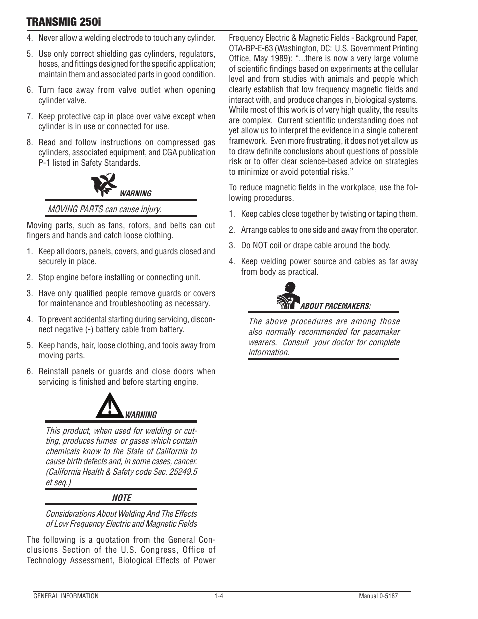 Transmig 250i | Tweco 250i Multi Process Welding Inverter 2RT Wire Feeder User Manual | Page 10 / 100
