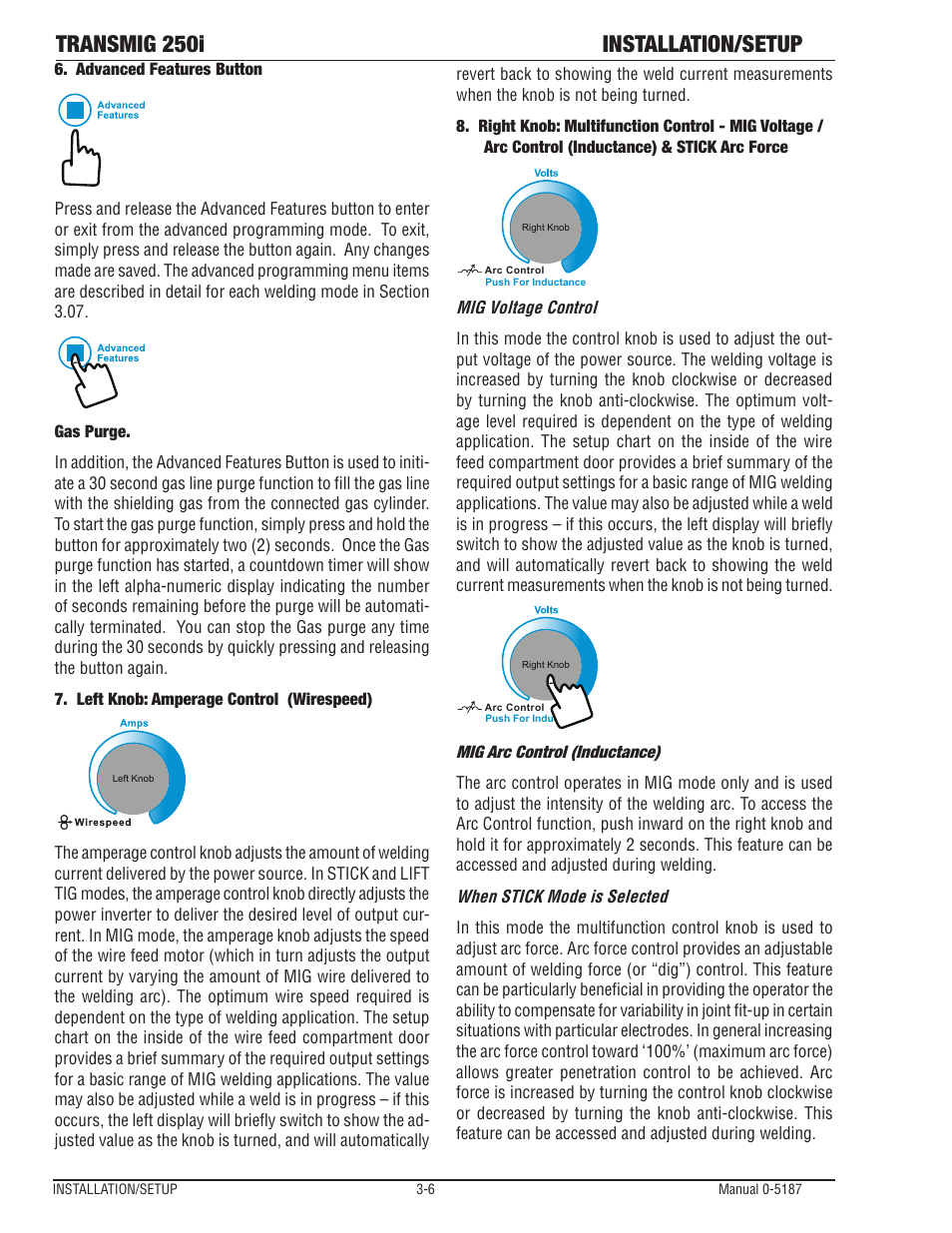 Transmig 250i installation/setup | Tweco 250i Multi Process Welding Inverter 2RT Wire Feeder User Manual | Page 24 / 100
