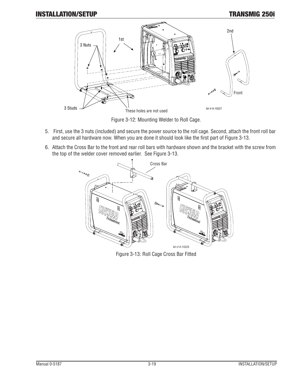 Installation/setup transmig 250i | Tweco 250i Multi Process Welding Inverter 2RT Wire Feeder User Manual | Page 37 / 100