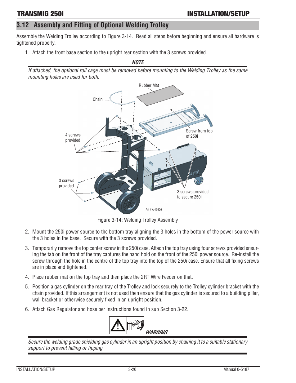 Transmig 250i installation/setup | Tweco 250i Multi Process Welding Inverter 2RT Wire Feeder User Manual | Page 38 / 100