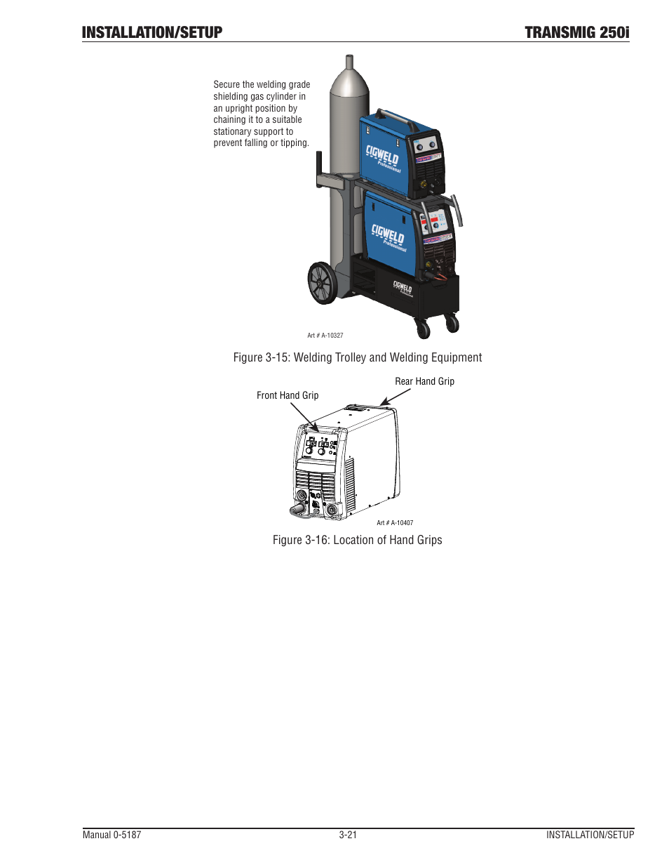 Installation/setup transmig 250i | Tweco 250i Multi Process Welding Inverter 2RT Wire Feeder User Manual | Page 39 / 100