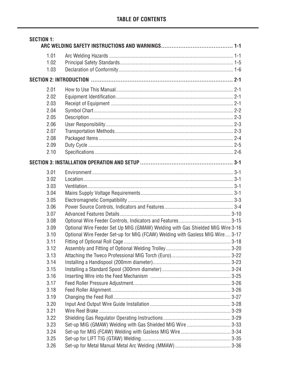 Tweco 250i Multi Process Welding Inverter 2RT Wire Feeder User Manual | Page 4 / 100