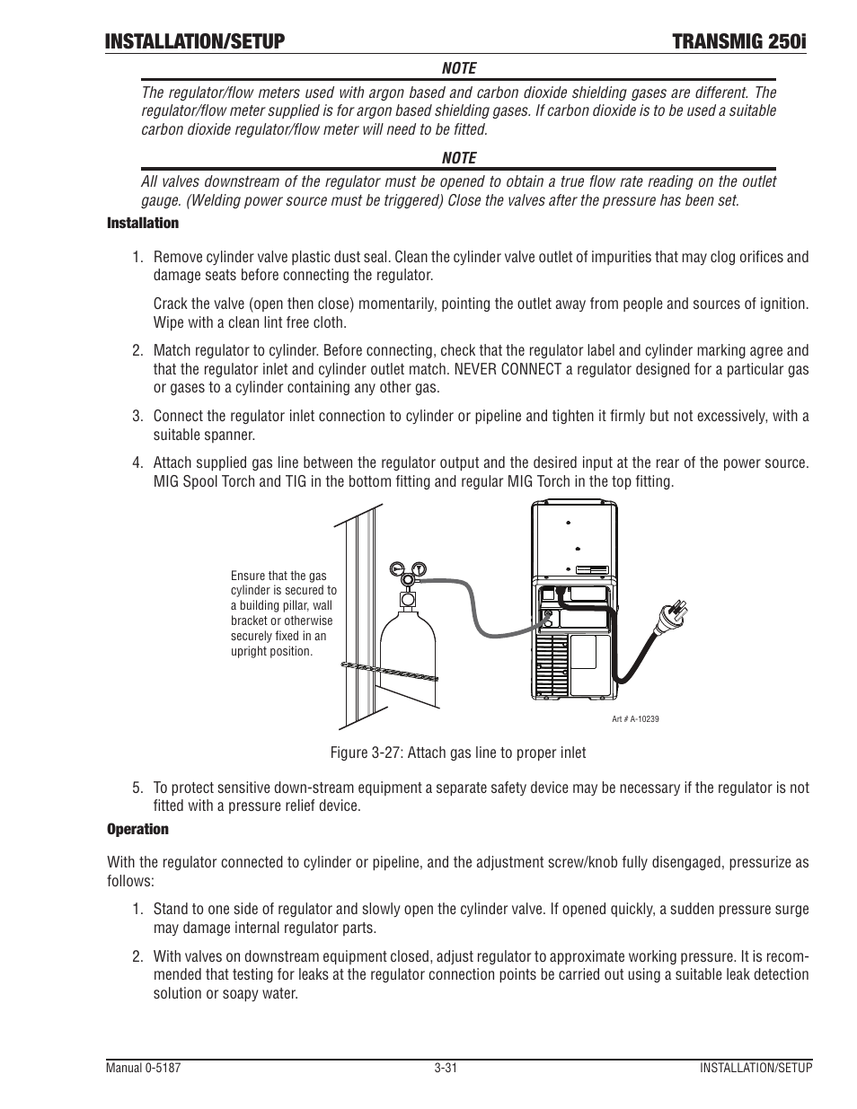 Installation/setup transmig 250i | Tweco 250i Multi Process Welding Inverter 2RT Wire Feeder User Manual | Page 49 / 100