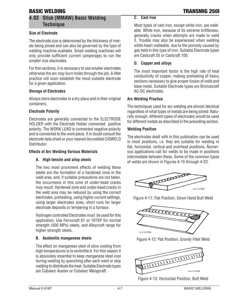 03 stick (mmaw) basic welding technique, Stick (mmaw) basic welding technique -7, Basic welding transmig 250i | Tweco 250i Multi Process Welding Inverter 2RT Wire Feeder User Manual | Page 63 / 100