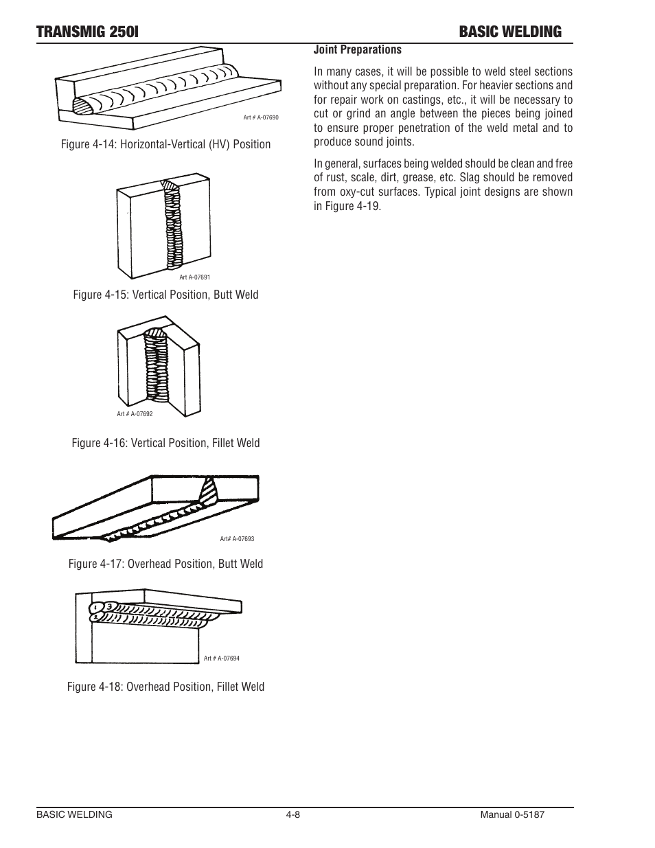 Transmig 250i basic welding | Tweco 250i Multi Process Welding Inverter 2RT Wire Feeder User Manual | Page 64 / 100