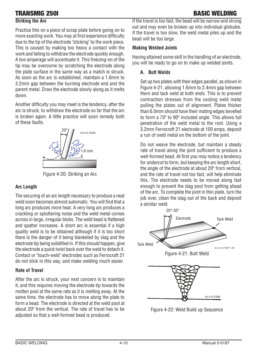Transmig 250i basic welding | Tweco 250i Multi Process Welding Inverter 2RT Wire Feeder User Manual | Page 66 / 100