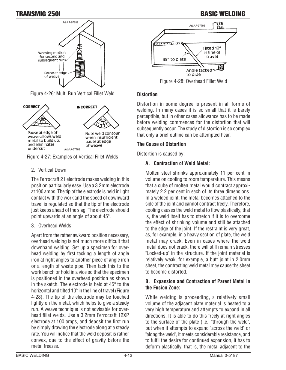 Transmig 250i basic welding | Tweco 250i Multi Process Welding Inverter 2RT Wire Feeder User Manual | Page 68 / 100
