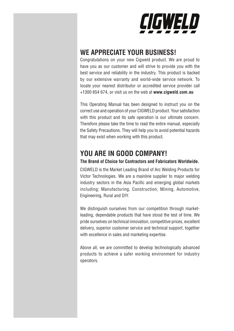 We appreciate your business, You are in good company | Tweco 550i Transmig User Manual | Page 2 / 88