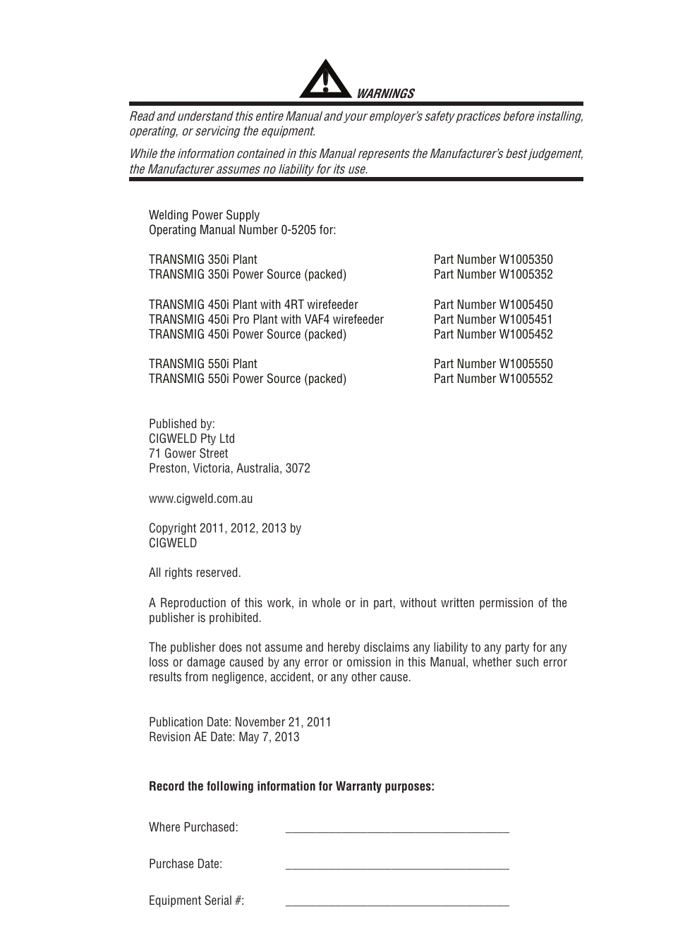 Tweco 550i Transmig User Manual | Page 3 / 88