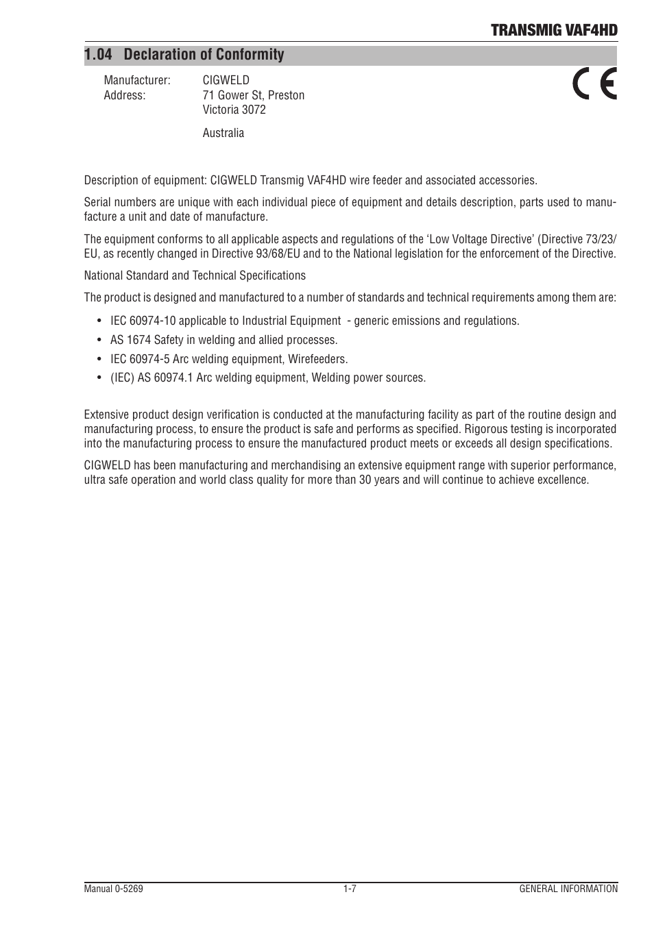 04 declaration of conformity, Declaration of conformity -7, Transmig vaf4hd | Tweco VAF4HD Transmig User Manual | Page 13 / 84