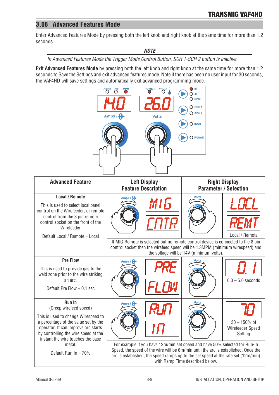 08 advanced features mode, Advanced features mode -9, Transmig vaf4hd | Tweco VAF4HD Transmig User Manual | Page 27 / 84