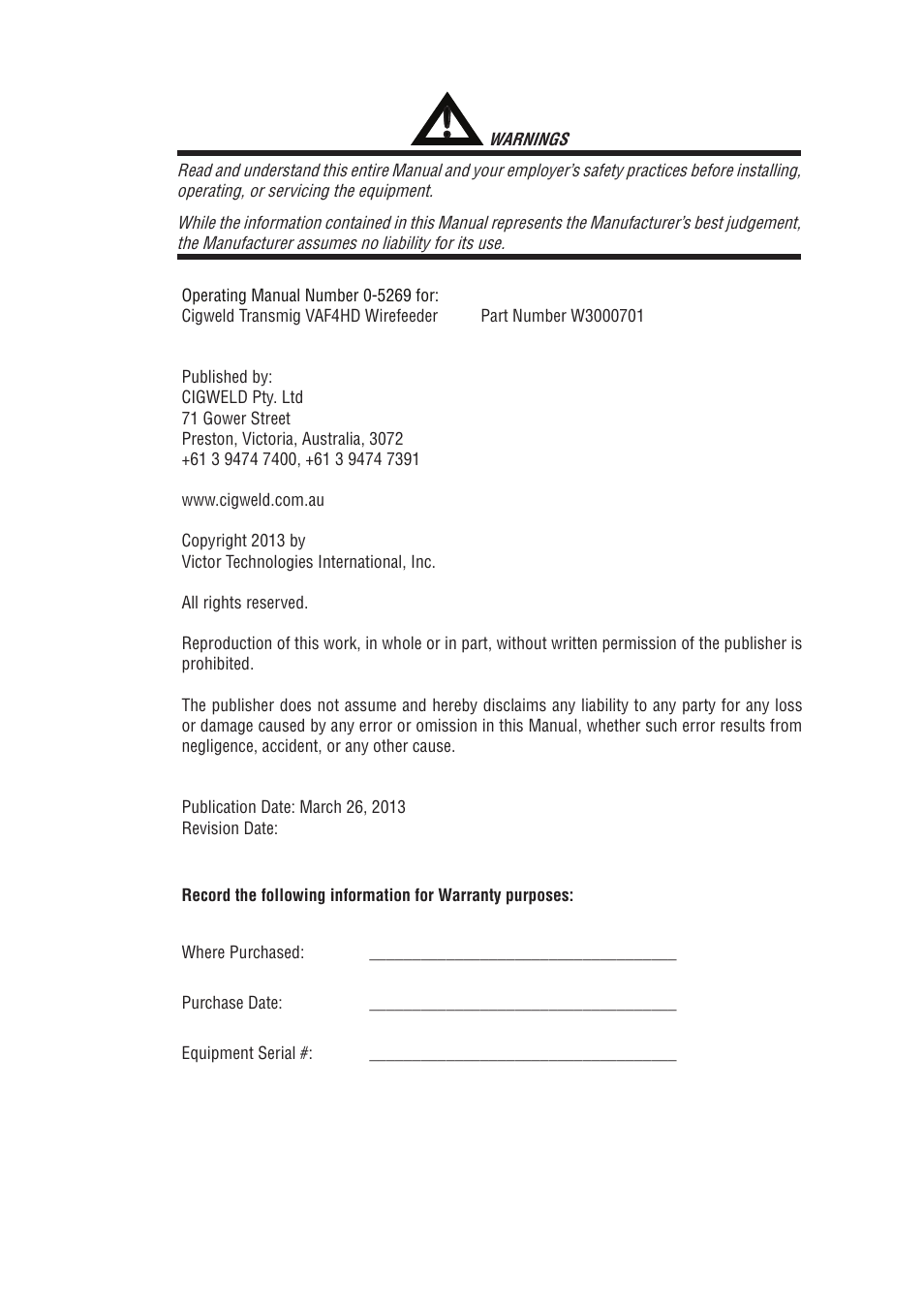 Tweco VAF4HD Transmig User Manual | Page 3 / 84