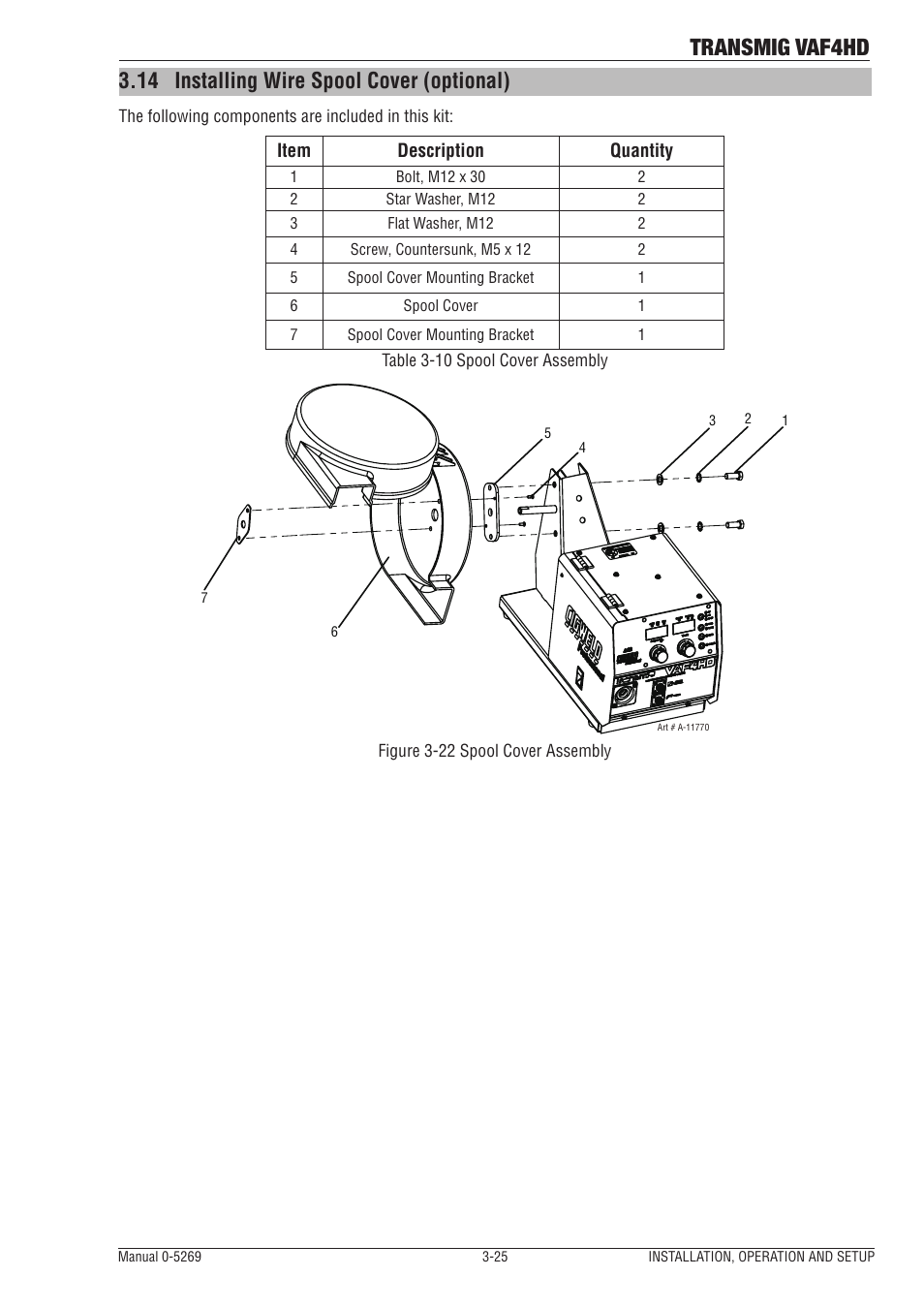 14 installing wire spool cover (optional), Installing wire spool cover (optional) -25, Transmig vaf4hd | Tweco VAF4HD Transmig User Manual | Page 43 / 84