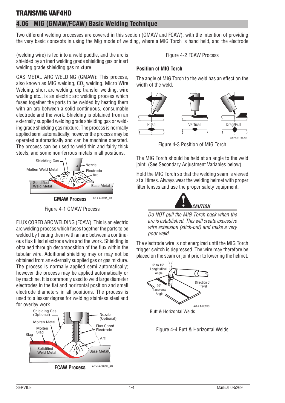 06 mig (gmaw/fcaw) basic welding technique, Mig (gmaw/fcaw) basic welding technique -4, Transmig vaf4hd | Tweco VAF4HD Transmig User Manual | Page 64 / 84