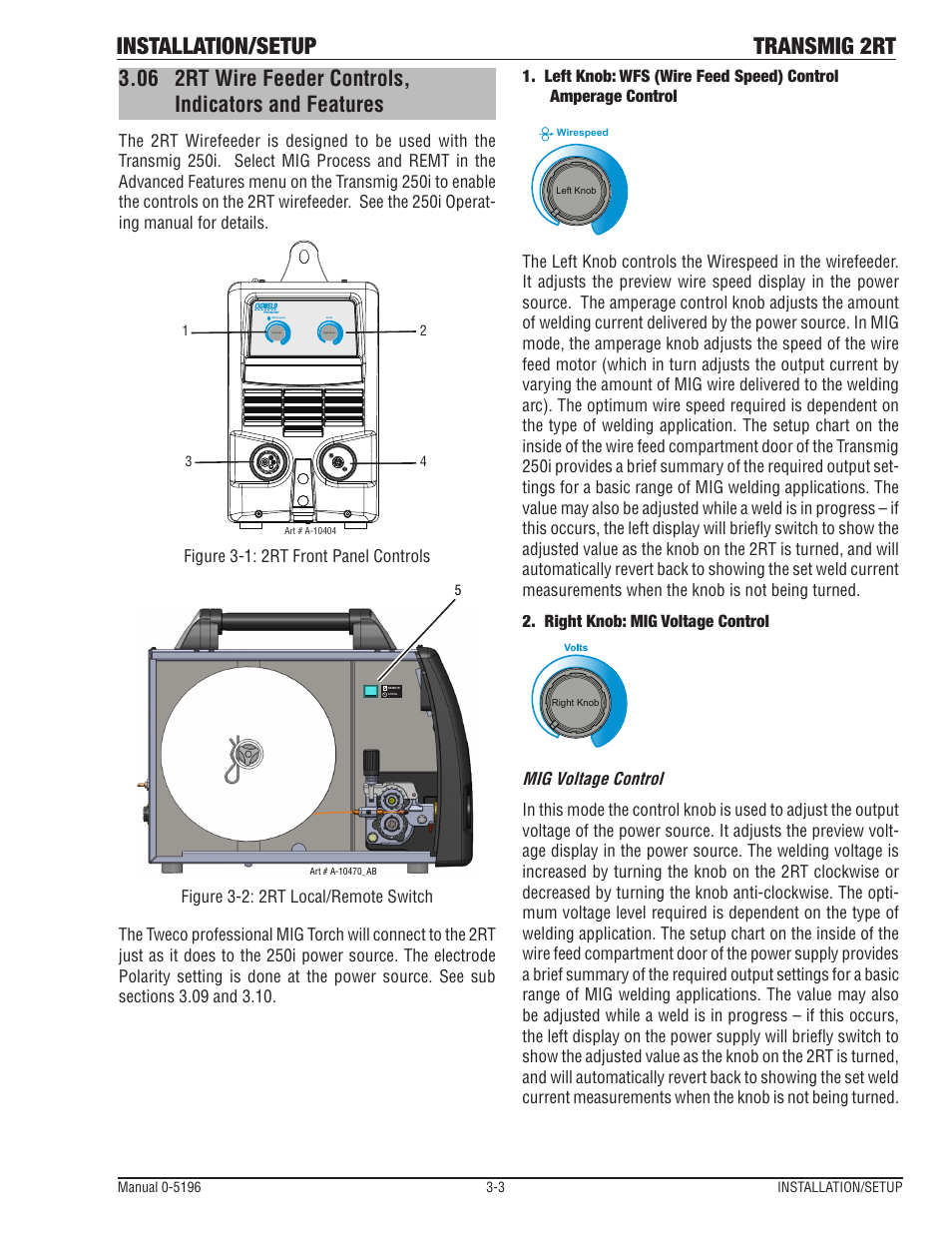 Installation/setup transmig 2rt | Tweco 2RT Transmig User Manual | Page 19 / 54