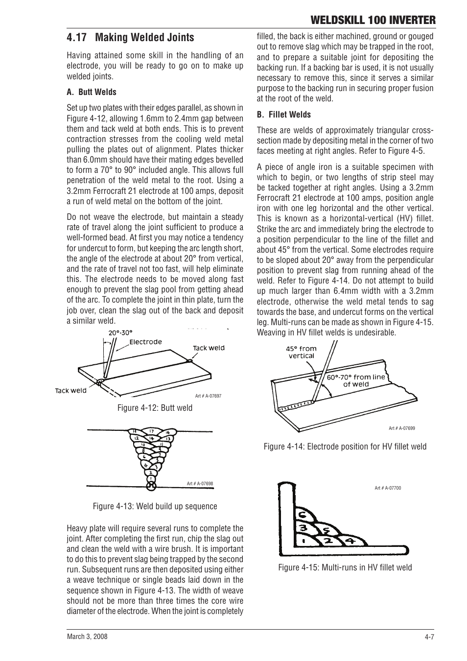Weldskill 100 inverter, 17 making welded joints | Tweco 100 Weldskill User Manual | Page 29 / 44