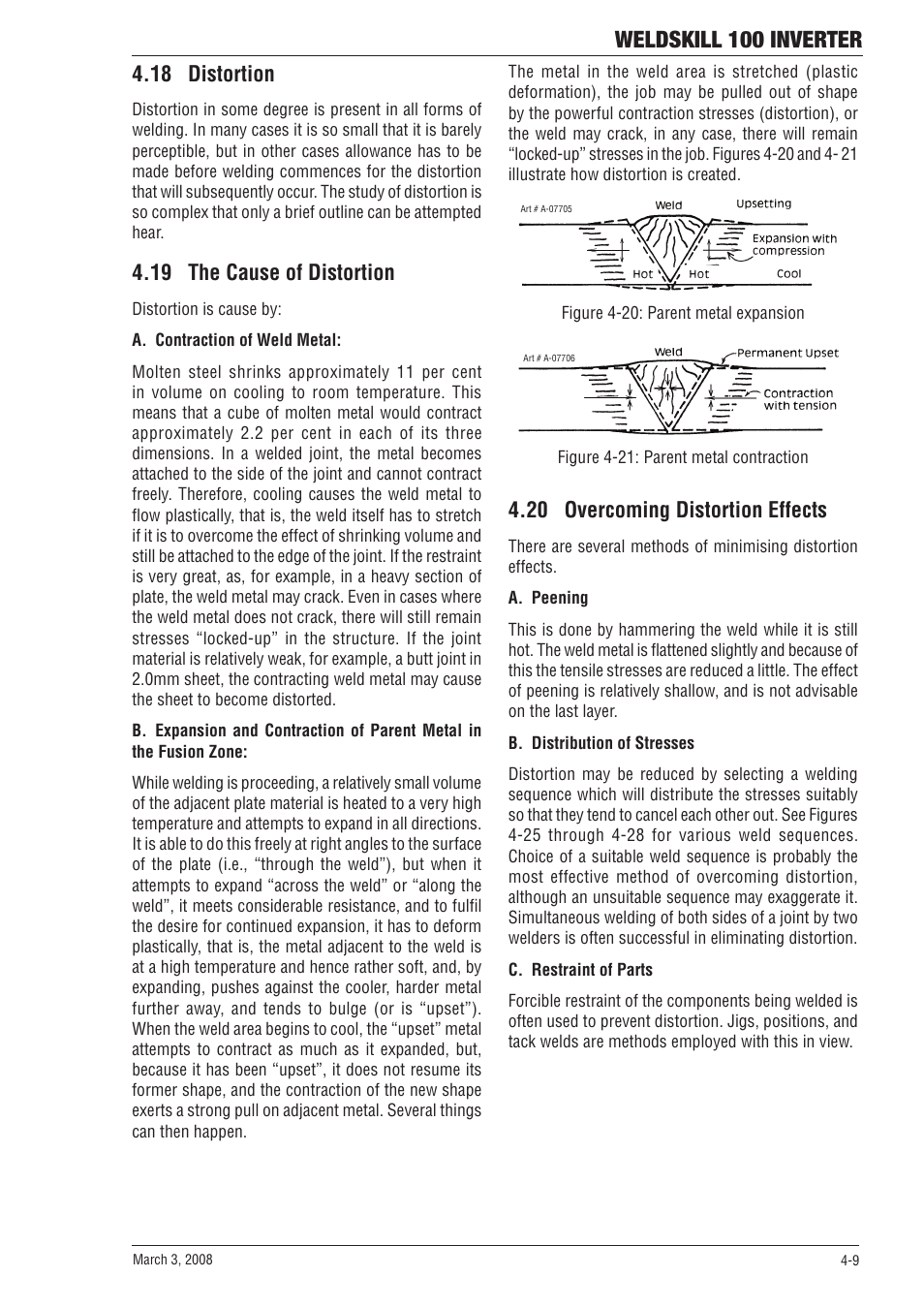 Weldskill 100 inverter, 18 distortion, 19 the cause of distortion | 20 overcoming distortion effects | Tweco 100 Weldskill User Manual | Page 31 / 44