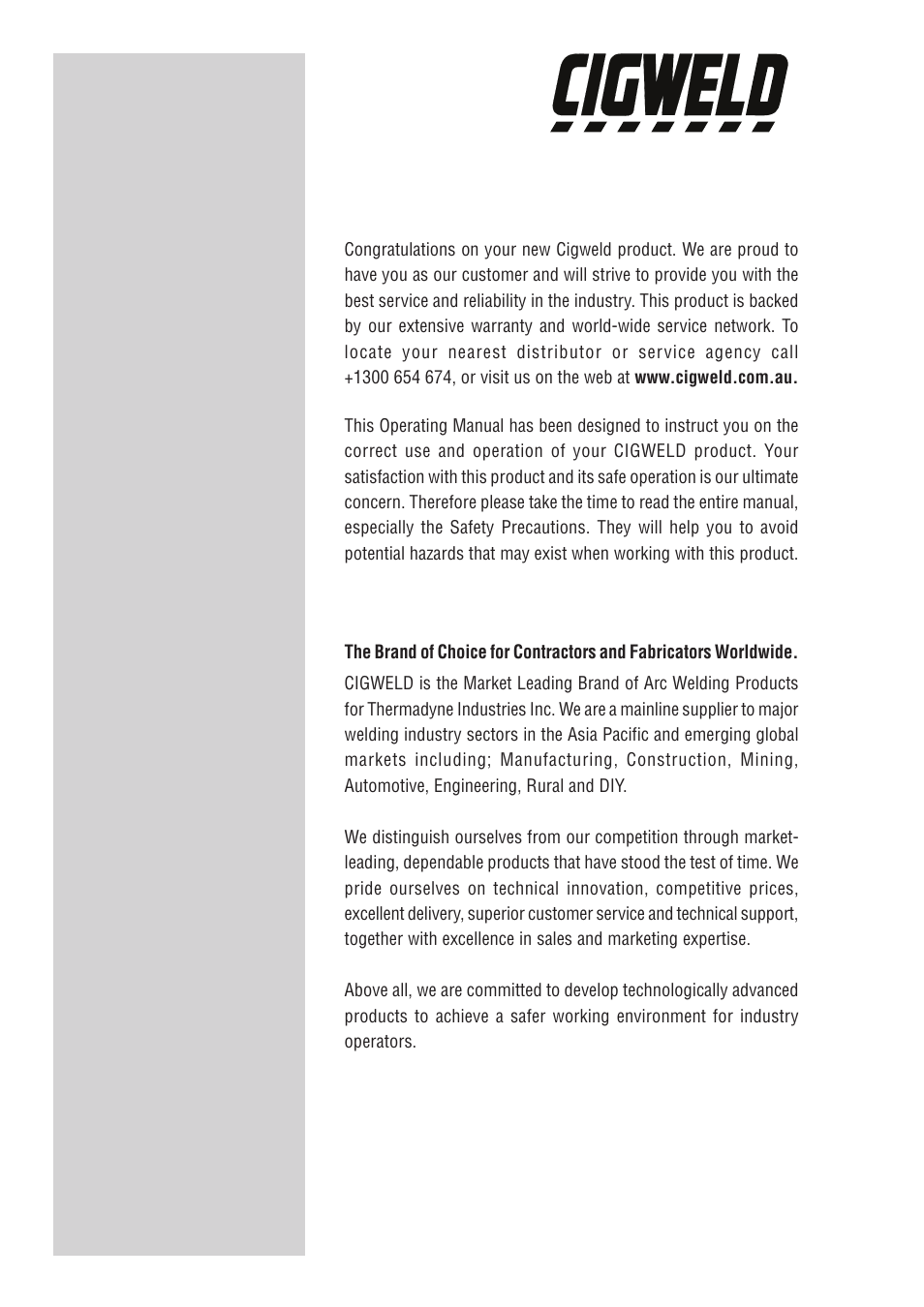 We appreciate your business, You are in good company | Tweco 170 HF Weldskill User Manual | Page 2 / 48