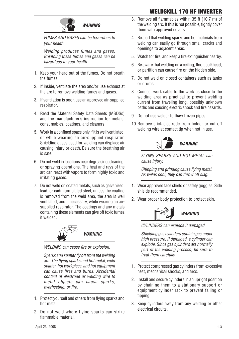 Weldskill 170 hf inverter | Tweco 170 HF Weldskill User Manual | Page 9 / 48